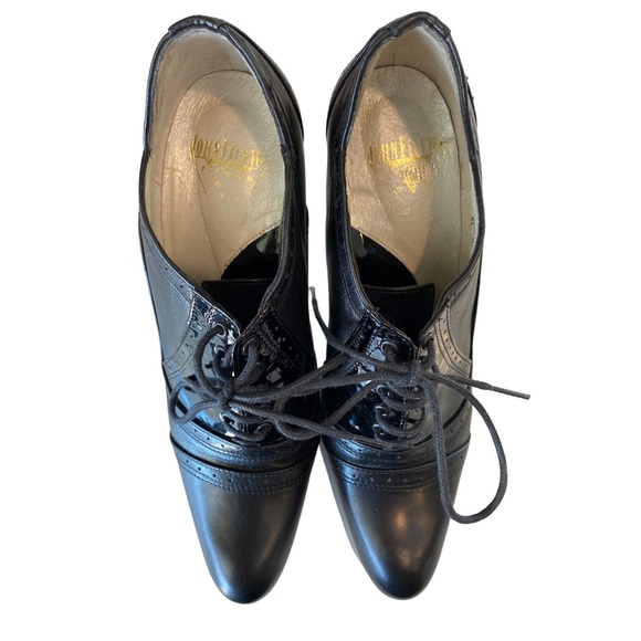 John Fluevog Mansfield Black Brogue Oxford Lace-Up Heels Women’s 8 Vintage 90s - Picture 2 of 10